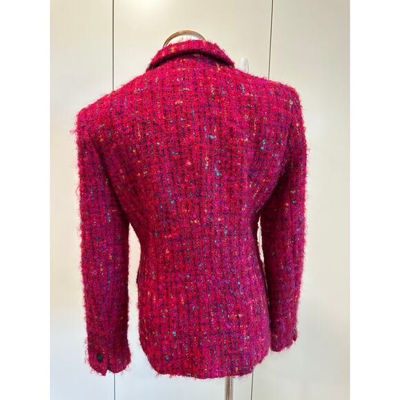 Vintage 90s Tweed Blazer Size 4 Pink Classic Fall Suit Coats Closet Staple - Picture 3 of 8